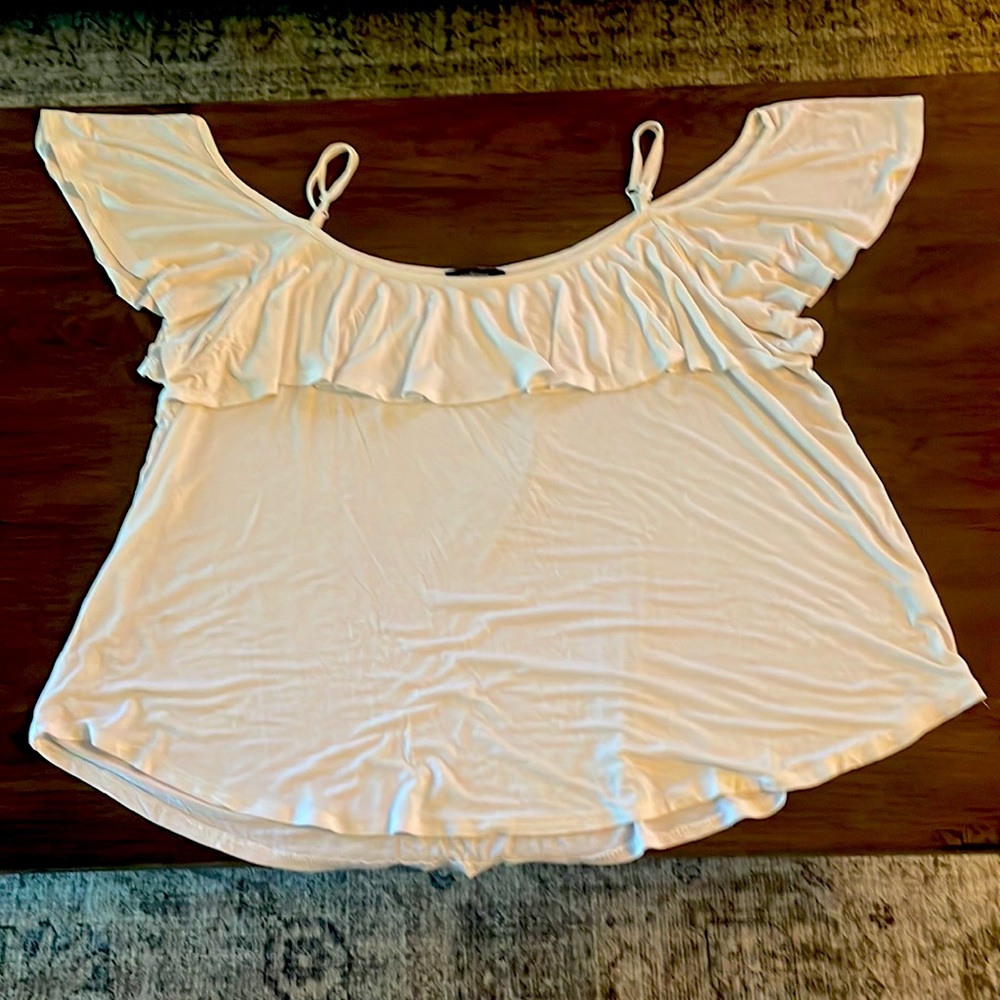 White cold shoulder top